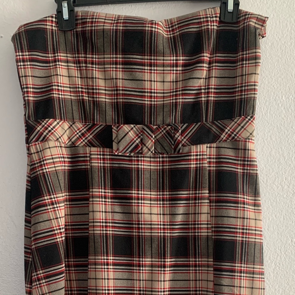 Plaid strapless dress